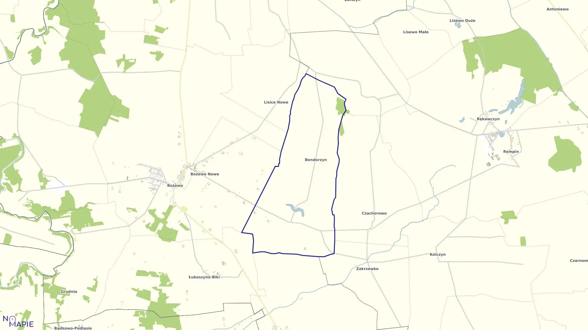 Mapa obrębu BENDORZYN w gminie Mochowo