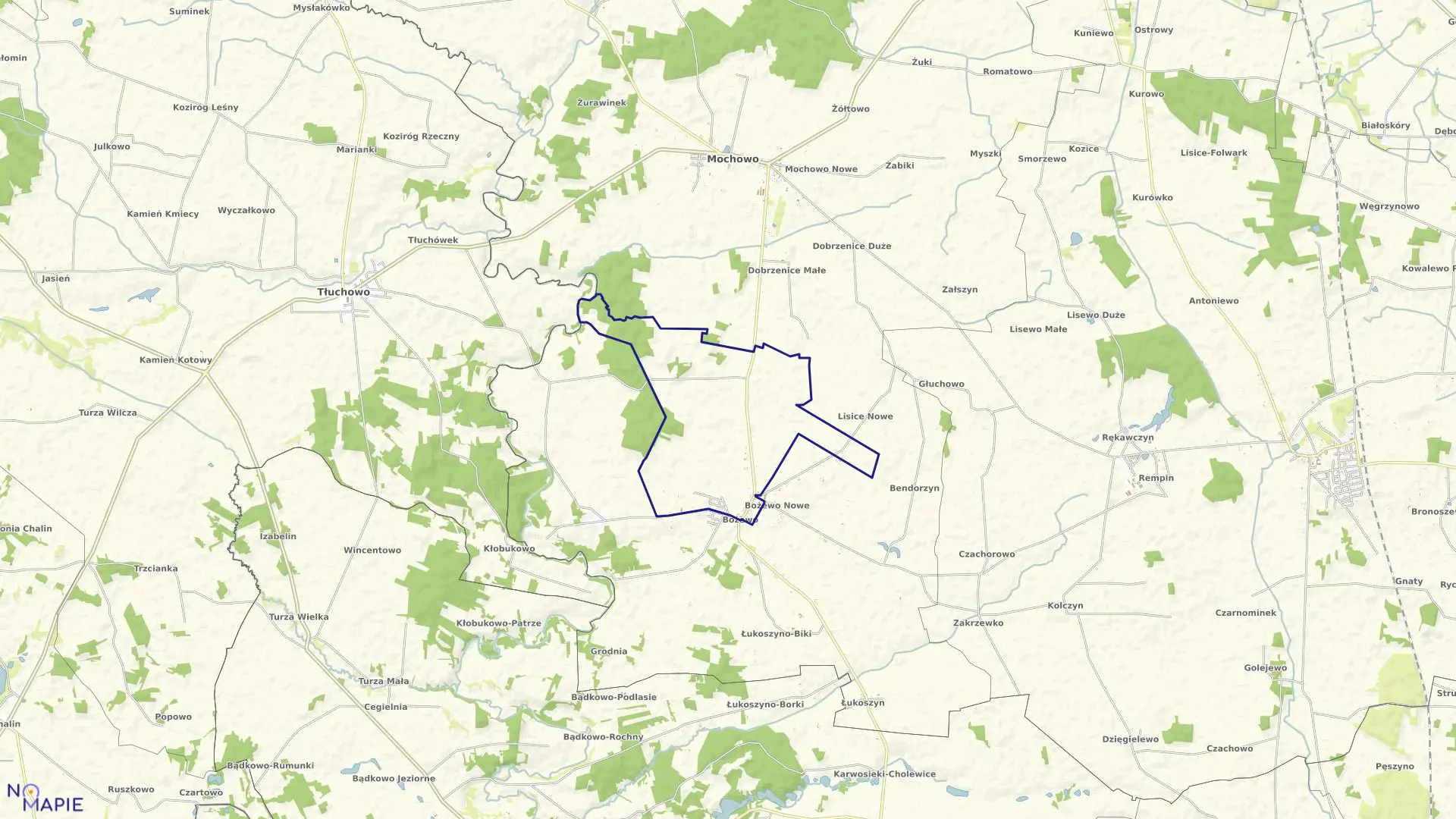 Mapa obrębu BOŻEWO w gminie Mochowo