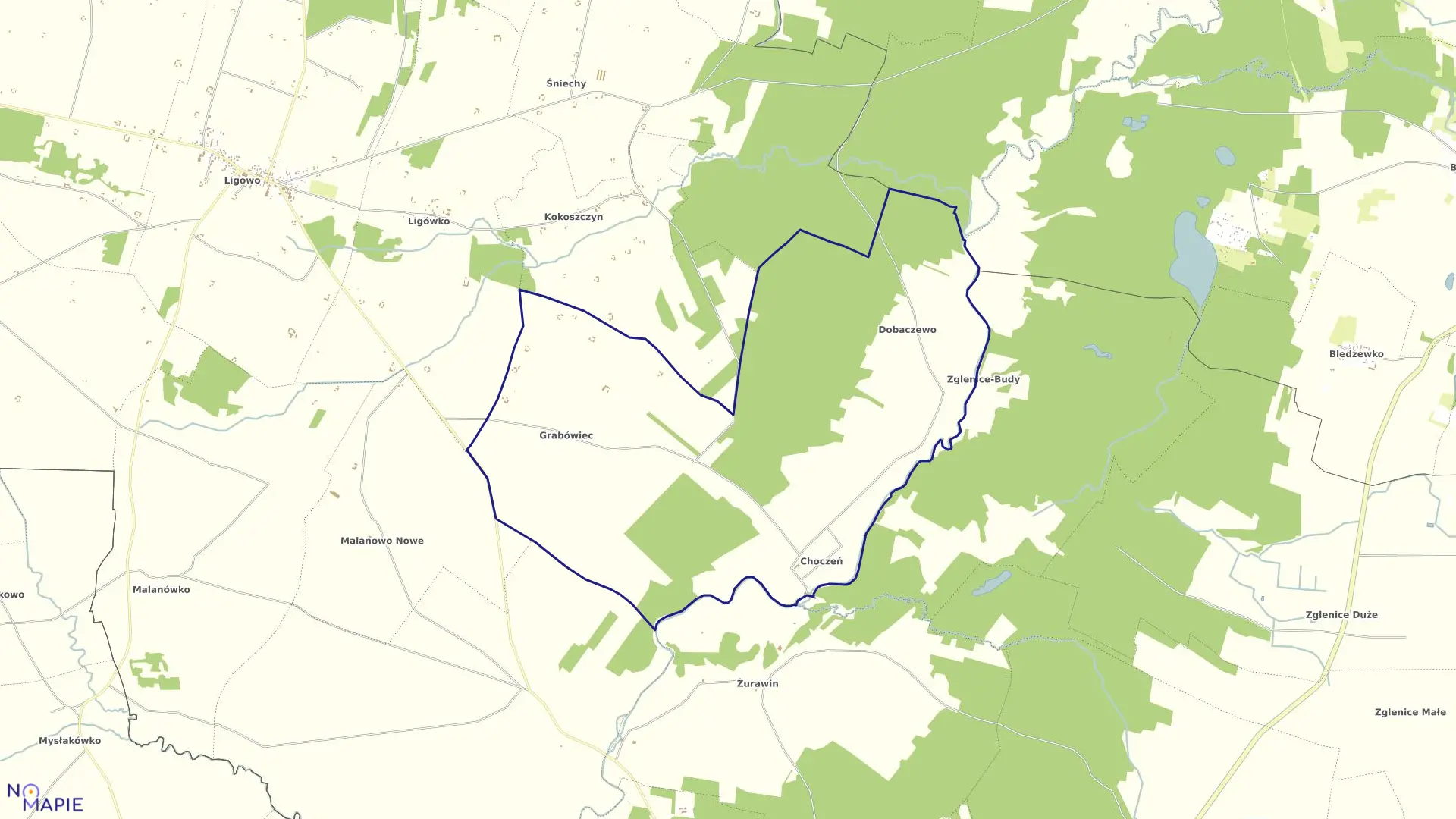 Mapa obrębu DOBACZEWO w gminie Mochowo