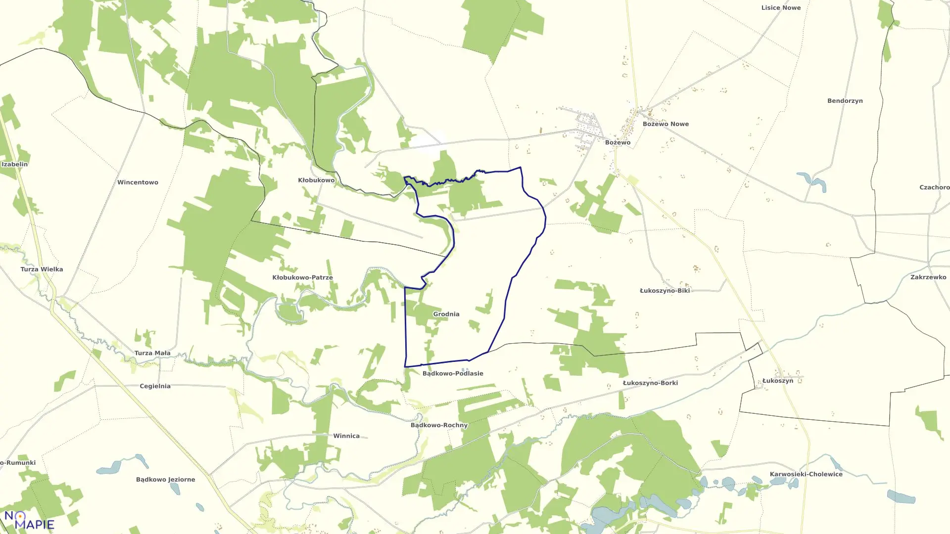 Mapa obrębu GRODNIA w gminie Mochowo