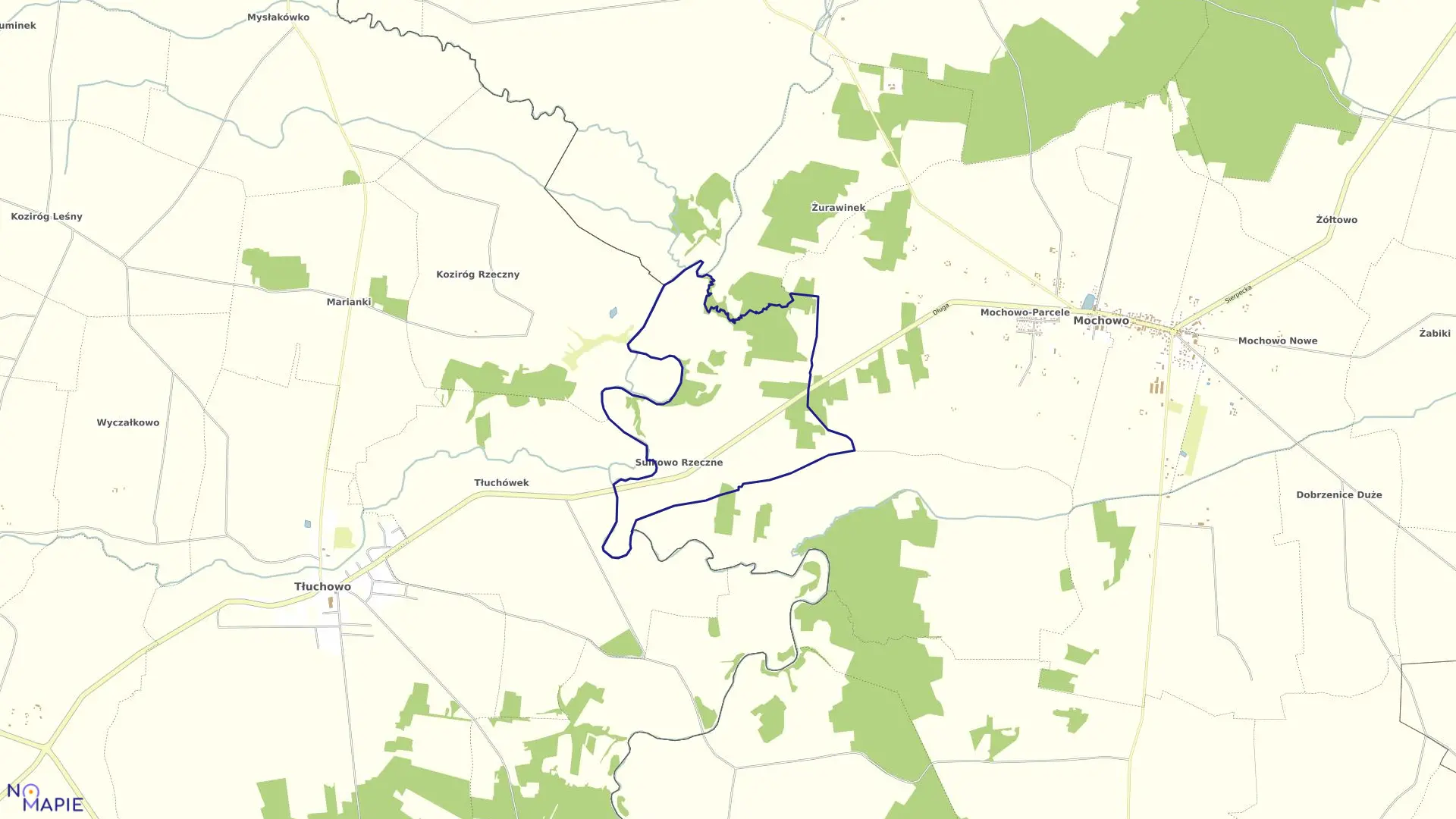 Mapa obrębu SULKOWO RZECZNE w gminie Mochowo