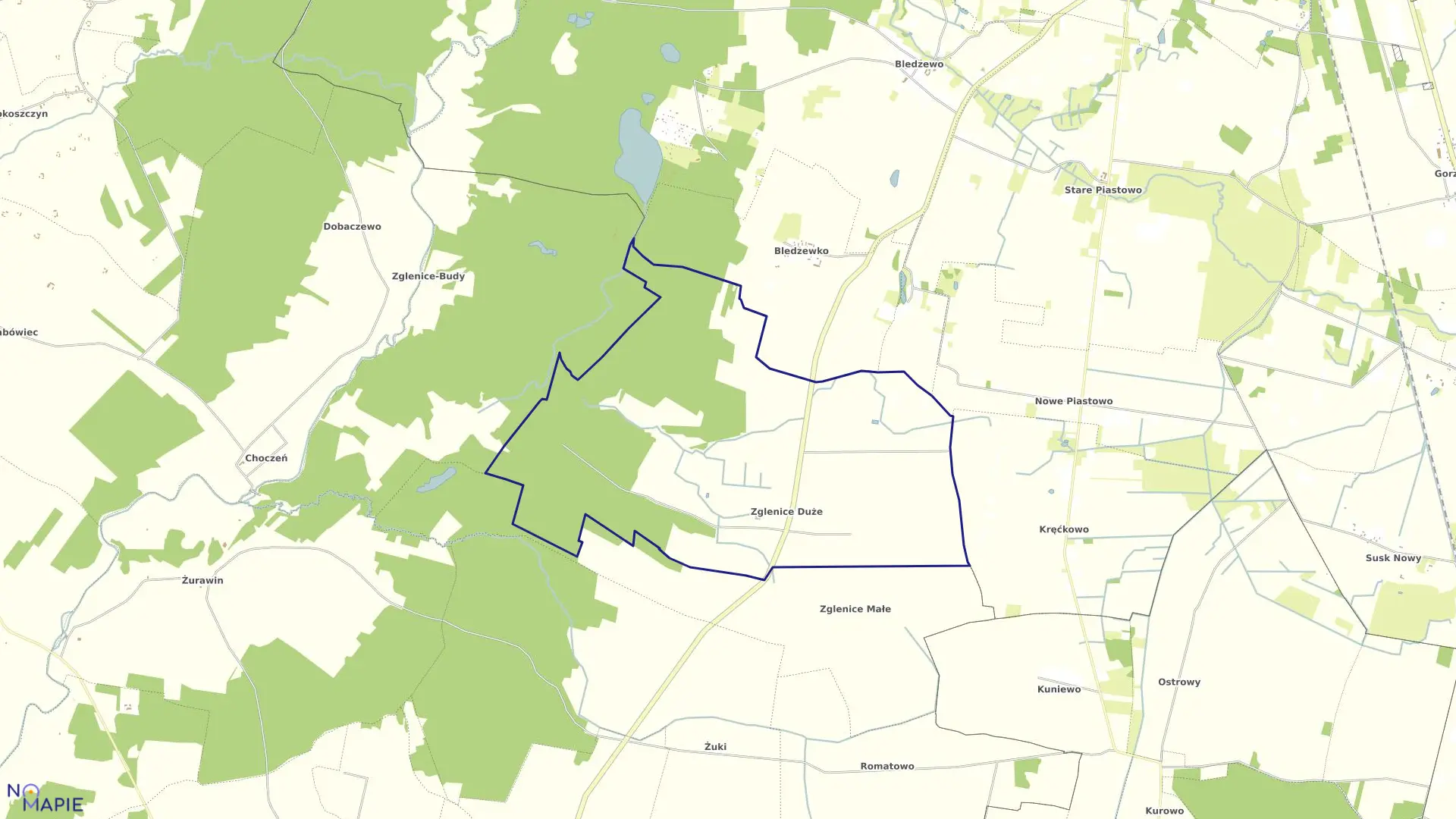 Mapa obrębu ZGLENICE DUŻE w gminie Mochowo